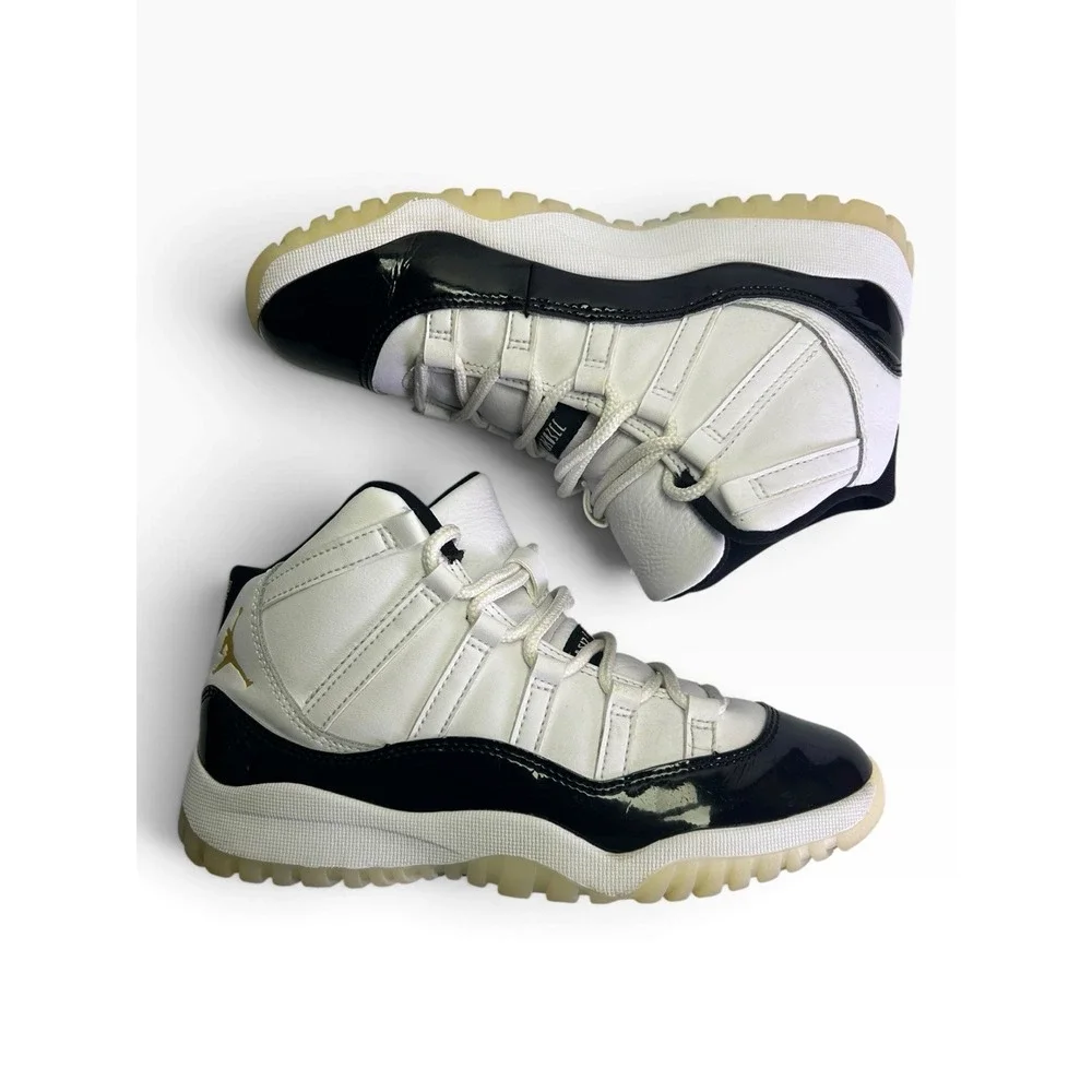 Nike Air Jordan 11 Retro Gratitude DMP White Black Gold 378039-170 Size 2.5Y GS